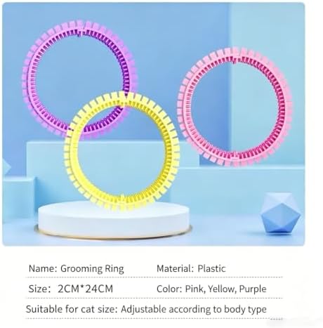 3-Pack Cat Self Groomer for Cardboard Box, Scratch Brushes with Box, Interactive Cat Arch Self Groomer with Scratching Pad, DIY Grooming Brush Ring, Hideouts & Enrichment Play (Purple Pink Yellow)