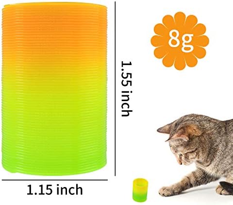 Andiker Cat Spiral Spring, 3 pcs Long Cat Creative Toy Interactive cat Toy Durable Heavy Plastic Spring Colorful Springs Cat Toy for Swatting, Biting, Hunting, and Active Healthy Play (3pc)