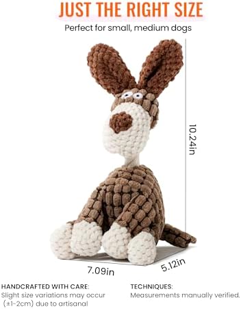 Squeaky Plush Dog Toy, Brown Stuffed Animal Chew Toy for Small Dogs