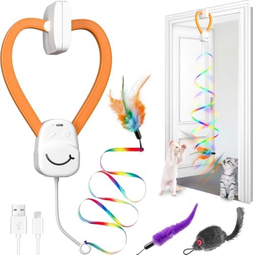 Interactive Automatic Cat Toy, 360° Rotating Feather Wand