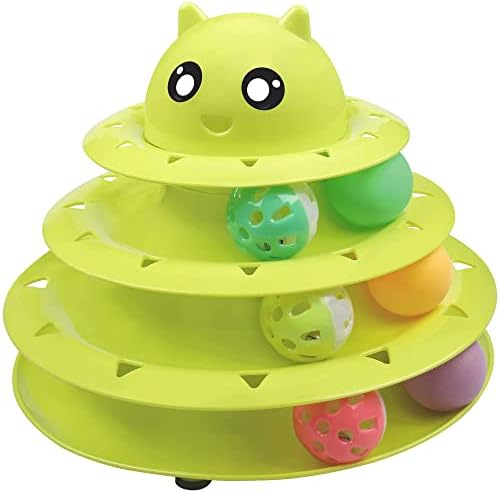 UPSKY Cat Toy Roller 3-Level Turntable Cat Toys with Six Colorful Balls | Puzzle Kitten Toys, Sturdy Structure, Detachable Design, Easy to Assemble, Anti-Slip, Reduces Boredom for Indoor Cats