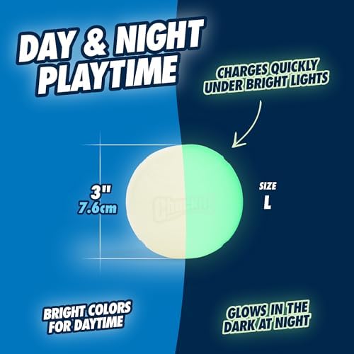 Chuckit! Glow in the Dark Bouncy Ball for Dogs, Dog Toy, Max Glow Balls, 3 Inch, Large (Pack of 12)