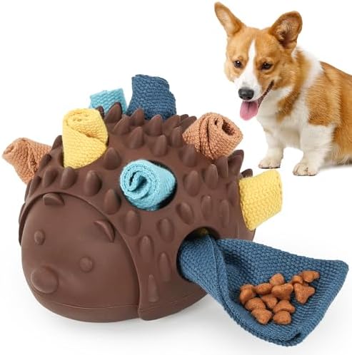 Hedgehog Treat Dispensing Dog Toy, Interactive Puzzle Toy for Dogs (Brown)