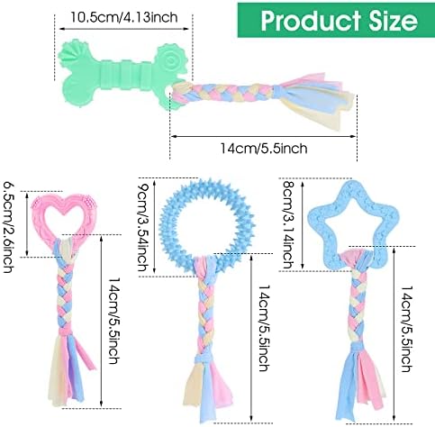 Cobee Puppy Teething Chew Toys, 4 Pcs Interactive Cotton Ropes for Small Dogs, Rubber Chew Toys for Dogs Oral Teeth Soothing