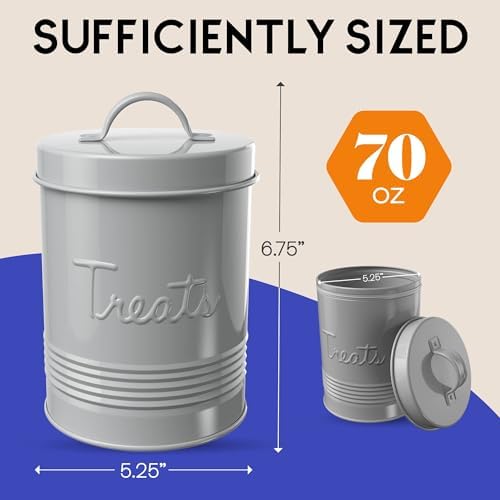 Amici Home Retro Treats Gray Canister, Grey-72, Large/72 oz, White