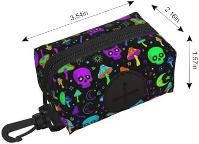 Dog Waste Bag Dispenser Trippy Moon Skulls Mushrooms Pets Poop Bag Dispenser for Leash Accessory