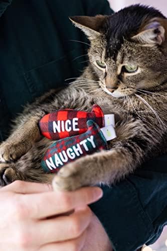 Pearhead Naughty Or Nice Christmas Cat Toy Set, Holiday Pet Owner Gift, Christmas Must Have Toy Set, Cat Teaser Toy, with Catnip Pouch, Set of 2 (Pack of 2)