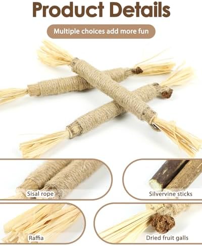 Tocirelo Silvervine Sticks for Cats, Natural Cat Chew Toy Teeth Cleaning