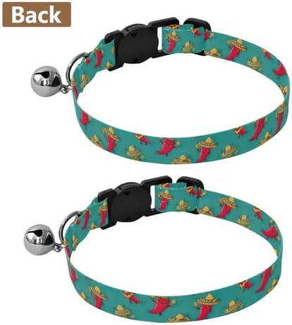 Cute Cartoon Red Green Chili Peppers Small Dog Collar 2 Pack for Puppy Adjustable 10.6 to 17.1 Inches