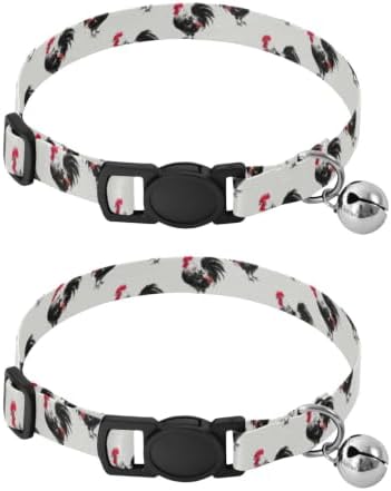 Black Roosters Adjustable Buckle Cats Collar 2 Pack Collars for Puppies