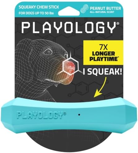 Playology Squeaky Chew Stick Scented Dog Toy - Medium, Peanut Butter Scent