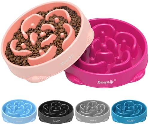 MateeyLife 2-Pack Slow Feeder Dog Bowls, 4 Cups, Dog Puzzle Feeder Bowl