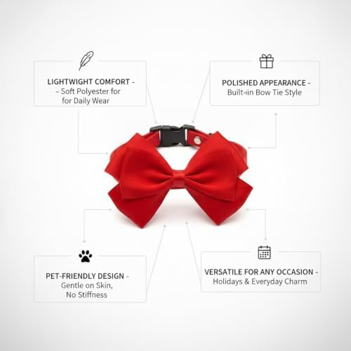 Lightweight Polyester Bow Tie Collar for Walks and Photos (1 Piece)