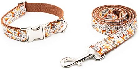 Adjustable Durable Dog Collar Personalized Engraved Fabric (Gold Christmas)