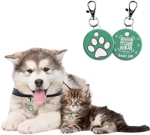 tag8 Smart Pet ID Tag – Anti-Loss NFC & QR Code Tag, Silent Silicone Dog & Cat ID Collar Tag, Digital Pet Profile & Easy Owner Contact - Green
