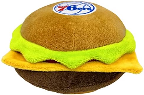 Pets First NBA Philadelphia 76ers Cheese Burger Plush Dog & CAT Squeak Toy - Cutest Stadium HAMBERGER Snack Plush Toy for Dogs & Cats with Inner Squeaker