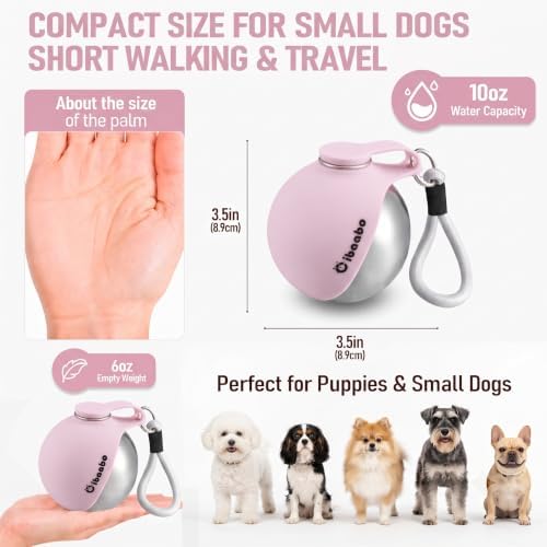 Cibaabo Portable Dog Water Bottle with Collapsible Silicone Bowl 10 oz