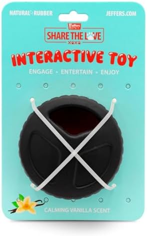 Jeffers Pet Natural Rubber Dog Chew Toy – Red Hocky Disc, Large – Treat Dispensing, Vanilla Scent, Durable, Non-Toxic, Dishwasher Safe, Interactive Fetch & Tug Toy - Perfect for Training