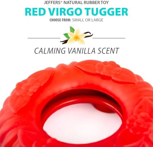 Jeffers Pet Natural Rubber Dog Chew Toy – Red Virgo, Large - Vanilla Scent, Durable, Non-Toxic, Dishwasher Safe, Interactive Fetch & Tug Toy - Perfect for Training Medium Chewers