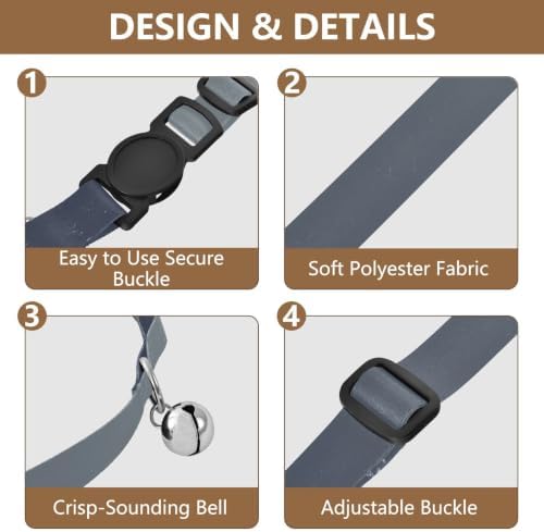 Blue Grey Gradient Cat Collars 2 Pack Soft Polyester Pet Collar Adjustable 10.6 to 17.1 Inches