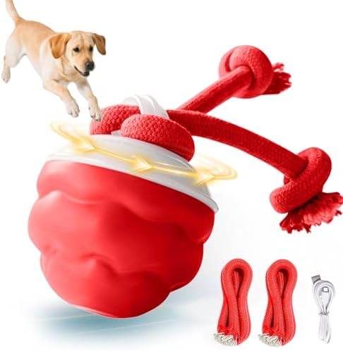 Dog Toys, Interactive Dog Toys, Motion Activated Balls for Medium/Large Dogs, Smart Moving Dog Ball Herding Ball with 3 Play Modes & Realistic Bark Sound, Keep Pets Busy (Red, 01)