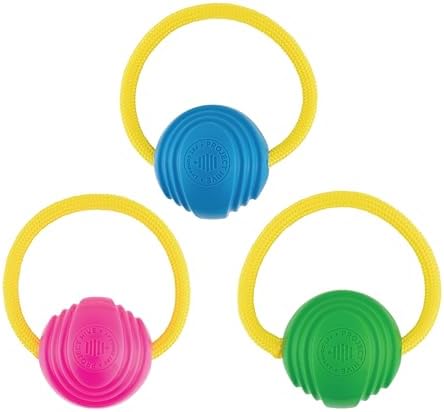 Project Hive Dog Ball | Set of 3 Looped Dog Balls | Interactive Dog Toys Compatible with Hive Zoomer Dog Toy Thrower | Perfect for Fetch and Tug Play | Pink, Green, Blue