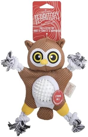 Territory 2 in 1 No Stuffing Removable Fetch Ball Tug Dog Toy for Small Medium Large Dogs, Owl