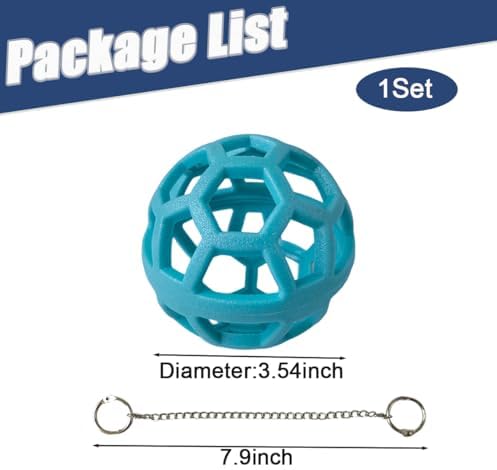 Rabbit Treat Ball, Bunny Enrichment Toy with Stainless Steel Hanger Set, Veggie Feeding Rabbit Ball Toy to Slow Feeder for Bunny, Guinea Pig, Hedgehog, Squirrel, Tortoise