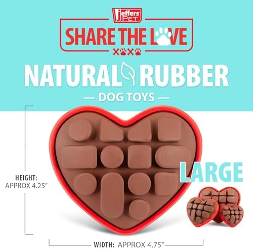 Jeffers Pet Natural Rubber Dog Chew Toy – Chocolate Heart Shape, Large – Vanilla Scent, Durable, Non-Toxic, Dishwasher Safe, Interactive Fetch & Tug Toy - Perfect for Play, Training at Home