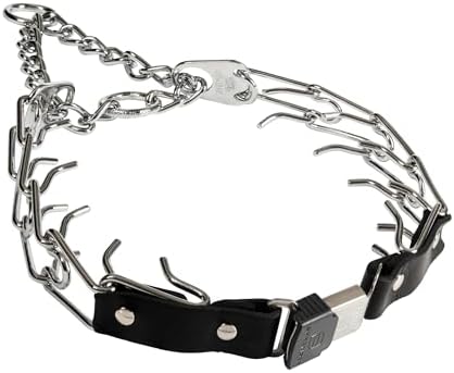 Herm Sprenger Prong Collar for Dog Training with Easy Quick Release Cliclock & ORing - German Made Dog Collar with Chrome Plated Steel 4mm Prongs for Extra Large Dogs (26-31" Neck)