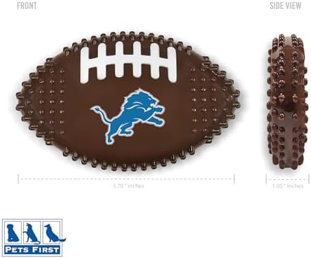 NFL Detroit Lions Mega- Chew Hard Nylon Bacon-Flavored Dog Bone Football Chew Toy Interactive Tasty Fun Dog Chewy Toys Indestructible Strong Durable Tough Pet Biting Playtoy for Aggressive Chewers