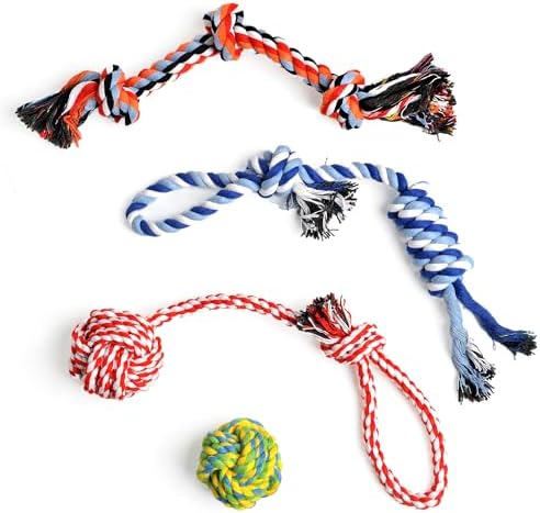 TwoEar Dog Rope Toy 4 Pack - Puppy Teething Toys for Small Breed