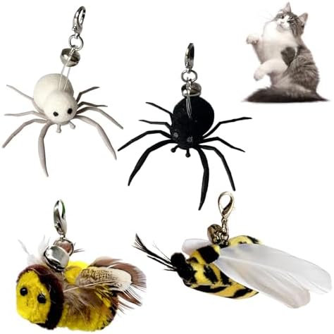 Cat Toy Insects Refills, Feather Wand Replacement Insects, Kitten Interactive Toys (4PCS)