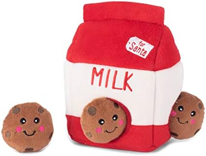ZippyPaws Burrow Hide & Seek Plush Puzzle - Santa's Milk & Cookies