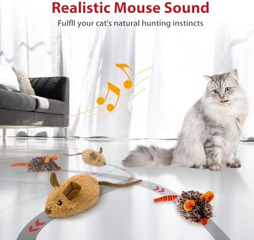 Gigwi Interactive Cat Toys For Indoor Cats, Moving Cat Toy For Bored Indoor Adult Cats, Automatic Electronic Moving Mouse Cat Toys With Realistic Squeaky, Kitten Toys Cat Hunting Toys For Self Play