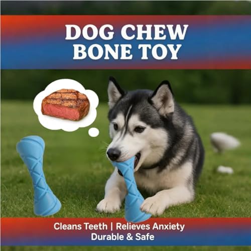 Interactive Dog Bone Toy - Lightweight EVA Foam Floating Fetch Toy for Water & Land - Soft Durable Fitness Bone for Training & Exercise - Textured Grip Gentle on Teeth & Gums, Pet Chew Toy (Blue)