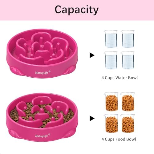 MateeyLife 1-Pack Slow Feeder Dog Bowls, 4 Cups, Dog Puzzle Feeder Bowl