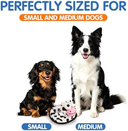Floating Dog Squeaky Water Pool Toys Water Fetch Toys for Small Medium Dogs, Quick-Dry Waterproof, Machine Washable, Lake & Beach Interactive Summer Dog Toy Cow