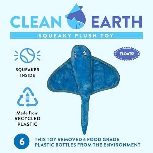 Spunky Pup Clean Earth Plush Stingray | Made from 100% Recycled Water Bottles | Small