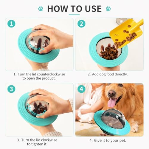 UFO Shape Dog Slow Feeder Toy, Interactive Treat Dispensing Puzzle Bowl for Dogs (Yellow)