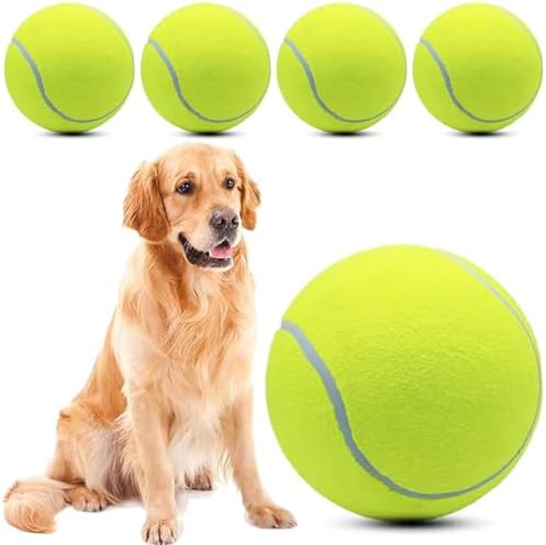 Magicorange 4 Pack 9.5 inch Giant Tennis Ball, Large Dog Toy Ball,Yellow