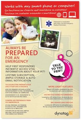 Dynotag® Web Enabled Super Pet ID Smart Tag with DynoIQ™ & Lifetime Recovery Service. Play Series: Round (Talk to The Paw)