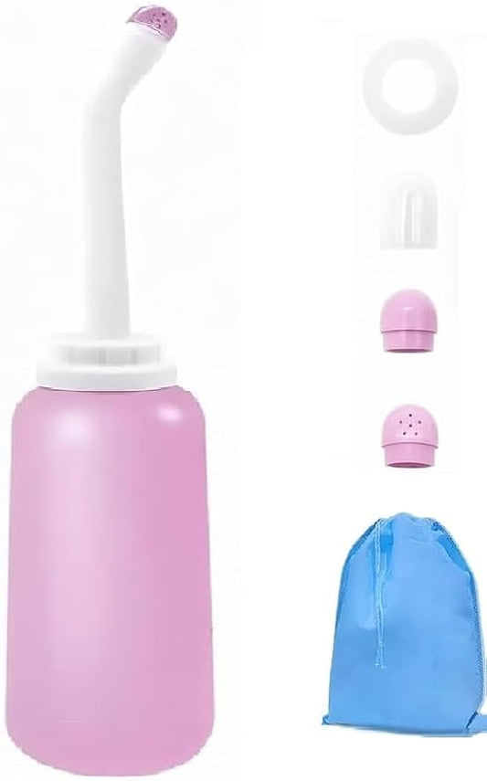 Peri Bottle for Postpartum Care 500ml – Portable Travel Bidet with Angled Nozzle & Soft Tip, Feminine Hygiene Wash Bottle, Perineal Recovery Essentials, Intimate Cleansing Spray 17oz.