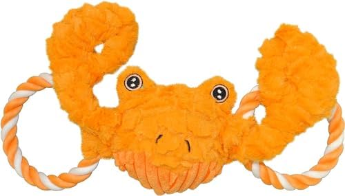 Jolly Pets Tug-A-Mal Crab Squeaky Tug Dog Toy, Large