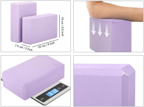 EXERZ Yoga Blocks 2 pack, Gym Blocks, Exercise Workout Fitness Bricks, Pilates Stretch Handstand Non-Slip