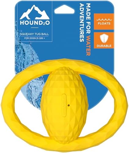 Squeaky Tug Ball - Floating Outdoor Dog Toy - Yellow