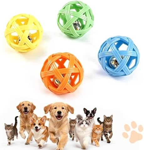 4-Pack Balls with Inside Bell, Non-Toxic Toys for Small Dogs & Puppies
