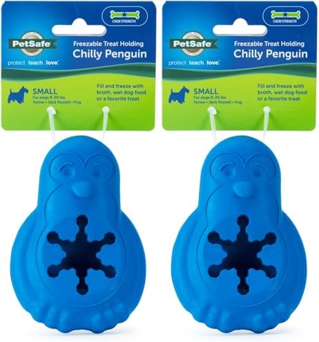 PetSafe Chilly Penguin-Freezable Dog Toy for Small Dogs-Fill and Freeze-Frozen Dog Toy to Fill with Treats-French Vanilla Scented-Interactive Pet Puzzle for Boredom or Separation Anxiety,(Pack of 2)