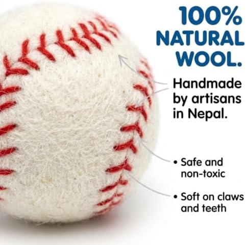 Glaciart One Sports Wool Balls for Cats – 5 Pcs with Catnip Pouch - Soft Fuzzy Enrichment 100% Natural Felt Cat Toy - Interactive Play Cat Toy Set - Safe for Pets, Non-AZO Colored Dyes – 1.6”