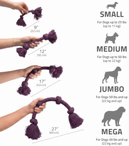 Playology Tug Rope Dog Toys for Large Breed Dogs - Jumbo, Bacon Scent